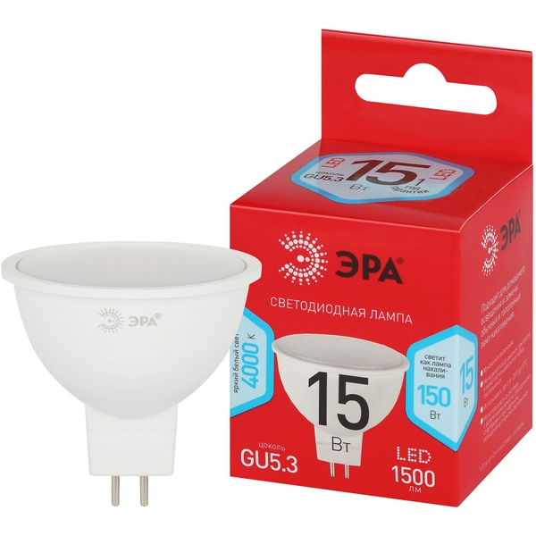 Изображение товара Лампочка светодиодная GU5.3 15Вт ЭРА LED MR16-15W-840-GU5.3 R LED MR16-15W-840-GU5.3 R
