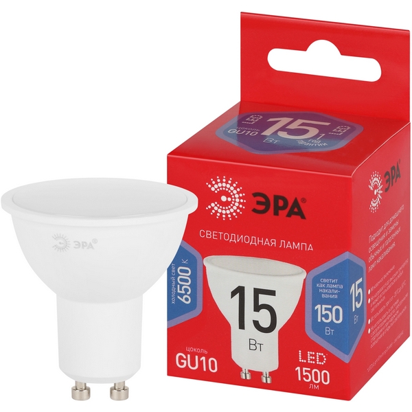 Изображение товара Лампочка светодиодная GU10 15Вт ЭРА LED MR16-15W-865-GU10 R LED MR16-15W-865-GU10 R