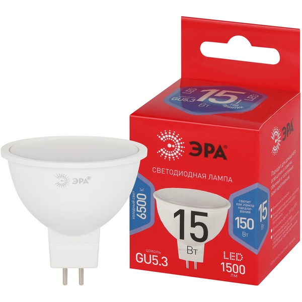 Изображение товара Лампочка светодиодная GU5.3 15Вт ЭРА LED MR16-15W-865-GU5.3 R LED MR16-15W-865-GU5.3 R
