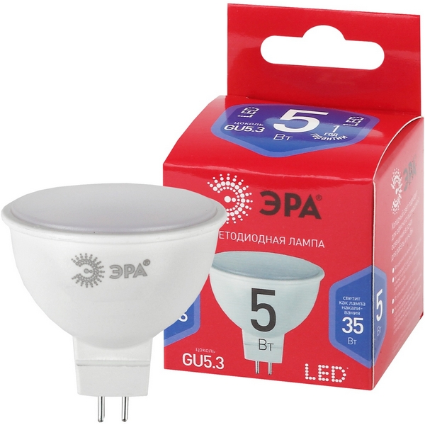 

Лампочка светодиодная GU5.3 5W ЭРА LED MR16-5W-865-GU5.3 R, LED MR16-5W-865-GU5.3 R
