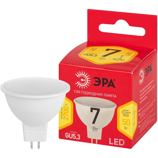 Изображение товара Лампочка светодиодная GU5.3 7W ЭРА LED MR16-7W-827-GU5.3 R