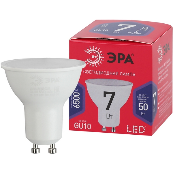 

Лампочка светодиодная GU10 7W ЭРА LED MR16-7W-865-GU10 R, LED MR16-7W-865-GU10 R