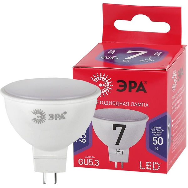 

Лампочка светодиодная GU5.3 7W ЭРА LED MR16-7W-865-GU5.3 R, LED MR16-7W-865-GU5.3 R