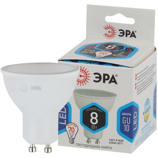 

Лампочка светодиодная GU10 8W ЭРА LED MR16-8W-840-GU10, LED MR16-8W-840-GU10