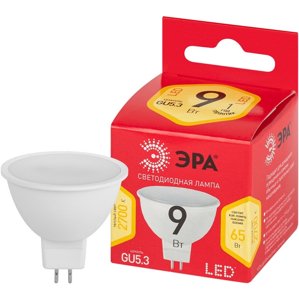 

Лампочка светодиодная GU5.3 9W ЭРА LED MR16-9W-827-GU5.3 R, LED MR16-9W-827-GU5.3 R
