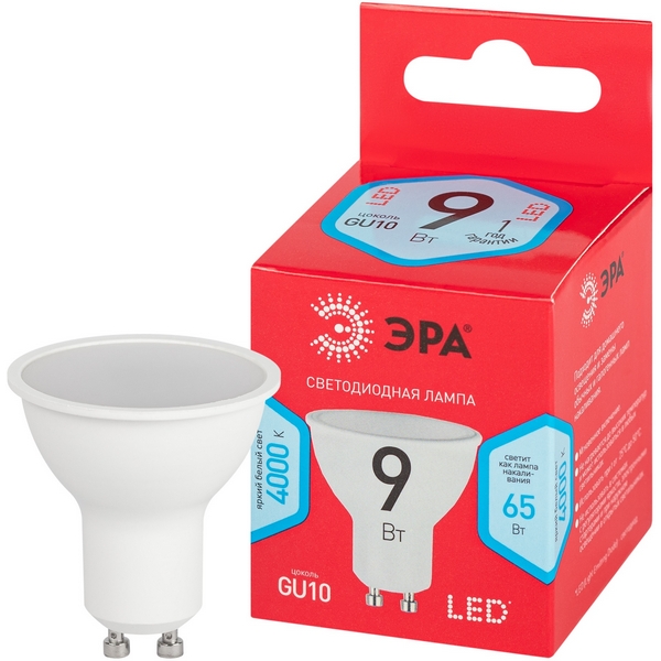 

Лампочка светодиодная GU10 9W ЭРА LED MR16-9W-840-GU10 R, LED MR16-9W-840-GU10 R