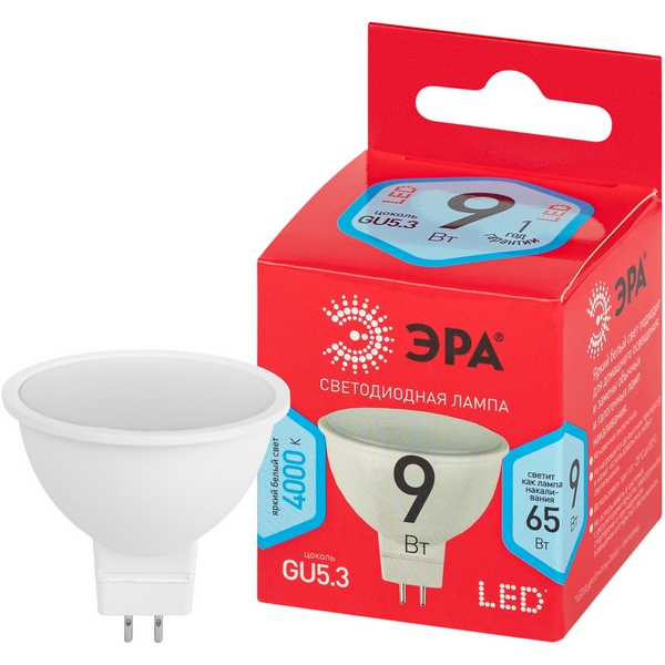 

Лампочка светодиодная GU5.3 9W ЭРА LED MR16-9W-840-GU5.3 R, LED MR16-9W-840-GU5.3 R