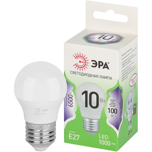 

Лампочка светодиодная E27 10W ЭРА LED P45-10W-865-E27 GL, LED P45-10W-865-E27 GL