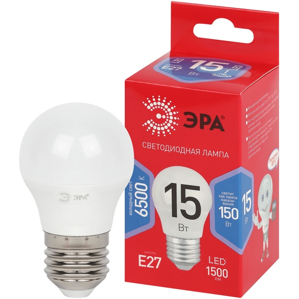 Изображение товара Лампочка светодиодная E27 15Вт ЭРА LED P45-15W-865-E27 R LED P45-15W-865-E27 R