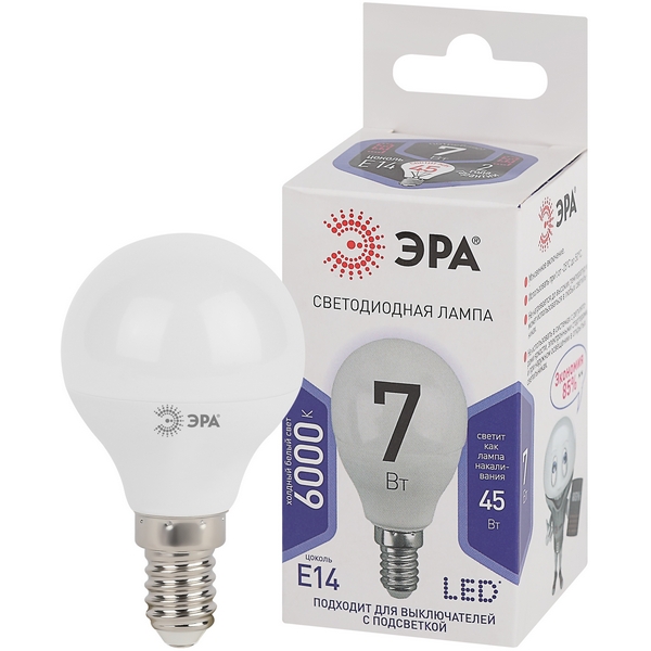 

Лампочка светодиодная E14 7W ЭРА LED P45-7W-860-E14, LED P45-7W-860-E14