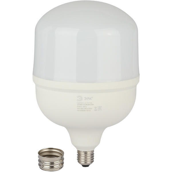 Изображение товара LED лампа ЭРА T160-100W-4000-E27/E40 с переходником на E40 нейтральный свет