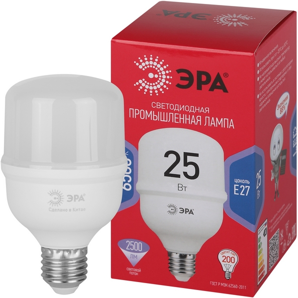 

Лампочка светодиодная E27 25W ЭРА LED POWER T70-25W-6500-E27 R, LED POWER T70-25W-6500-E27 R