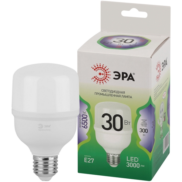 

Лампочка светодиодная E27 30W ЭРА LED POWER T70-30W-865-E27 GL, LED POWER T70-30W-865-E27 GL