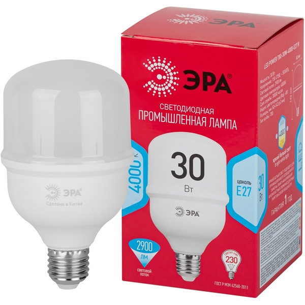 

Лампочка светодиодная E27 30W ЭРА LED POWER T80-30W-4000-E27 R, LED POWER T80-30W-4000-E27 R