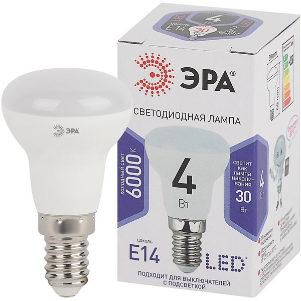 

Лампочка светодиодная E14 4W ЭРА LED R39-4W-860-E14, LED R39-4W-860-E14