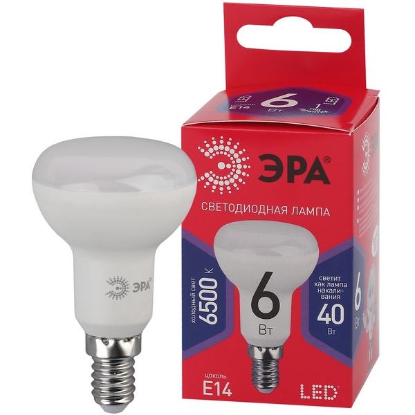 

Лампочка светодиодная E14 6W ЭРА LED R50-6W-865-E14 R, LED R50-6W-865-E14 R