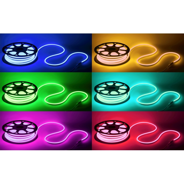 Изображение товара Гибкий светодиодный неон 20м RGB IP67 ЭРА N5050 220V для внутреннего и наружного использования