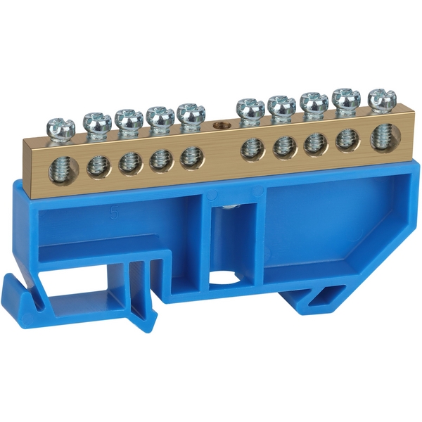 Изображение товара Шина нулевая на DIN-изоляторе 10 выводов ЭРА NO-222-52 синий латунь