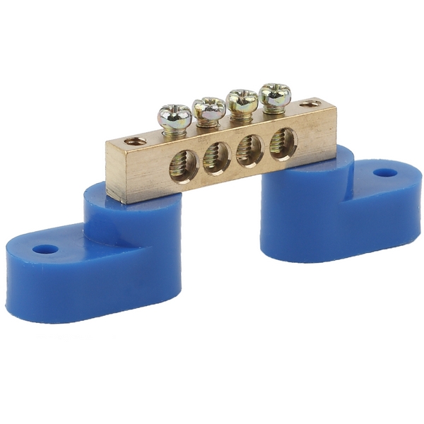 Изображение товара Шина нулевая на двух угловых изоляторах 4 вывода синяя ЭРА NO-222-54