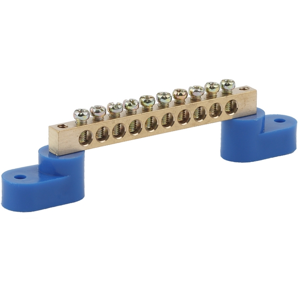 Изображение товара Шина нулевая на двух угловых изоляторах 10 выводов ЭРА NO-222-68 синяя