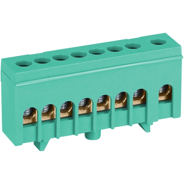 Изображение товара Шина заземления в изолированном корпусе на DIN-рейку 8 выводов зеленого цвета