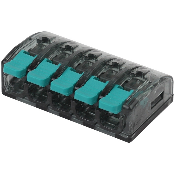 Изображение товара Клемма компактная с рычагом 5 отверстия 0,5-4 мм2 упаковка 100 шт. ЭРА NO-224-48