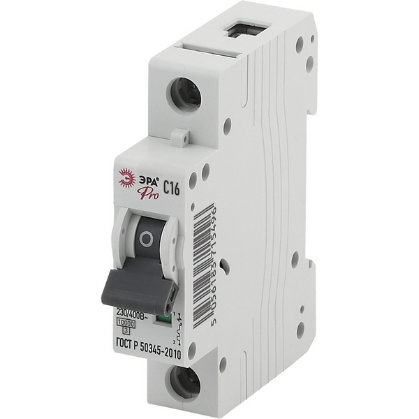 

Автоматический выключатель 1P 16A C 10кА ЭРА NO-901-43, NO-901-43