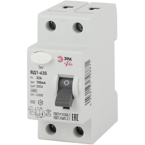 

Устройство защитного отключения 2P 32А 100мА ЭРА NO-902-153, NO-902-153
