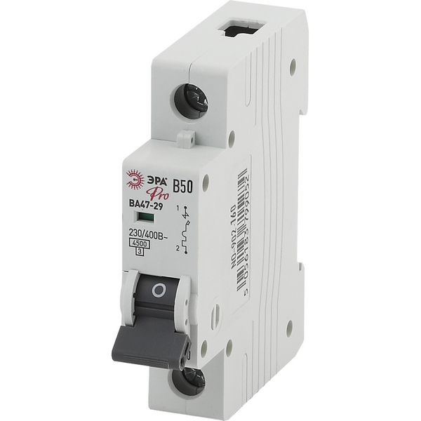 

Автоматический выключатель 1P 50A B 4,5кА ЭРА NO-902-160, NO-902-160