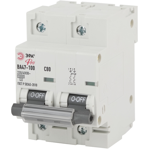 

Автоматический выключатель 2P 80A C ЭРА NO-902-277, NO-902-277
