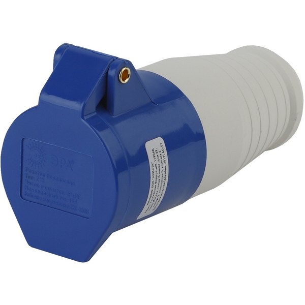 Изображение товара Розетка с заземлением и защитной крышкой ЭРА R-16-2P-PE-IP44 220 В 16 А белая