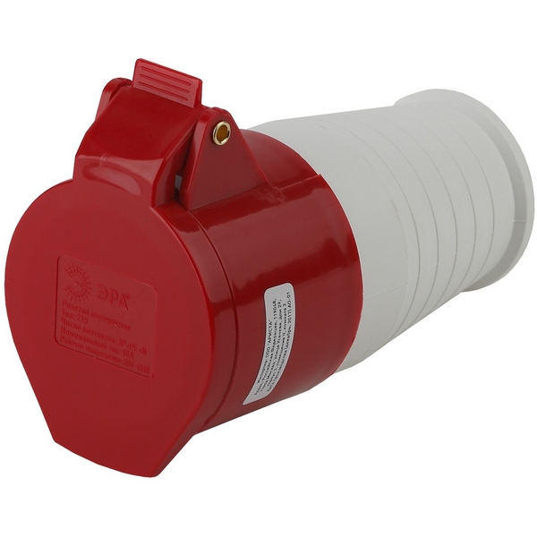 Изображение товара Розетка с заземлением и защитной крышкой ЭРА R-16-3P-PE-N-IP44 16А 380В белая