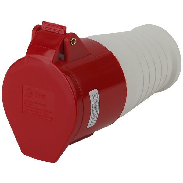 Изображение товара Розетка с заземлением ЭРА R-32-3P-PE-N-IP44 белая с защитной крышкой