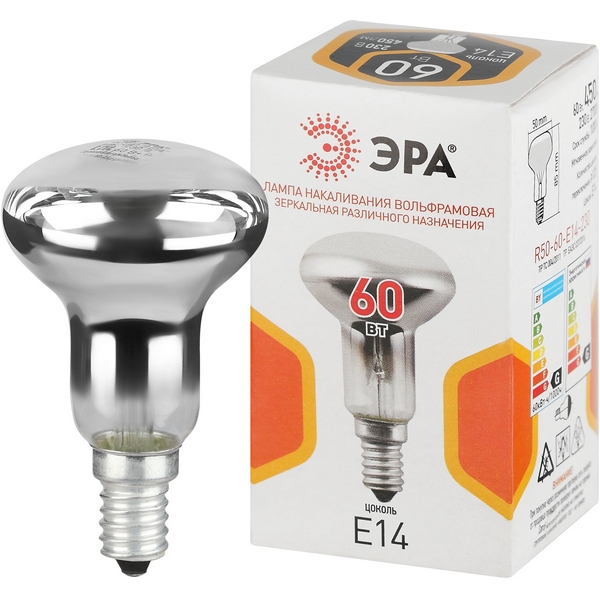 

Лампочка накаливания E14 60 Вт ЭРА R50 R50-60-E14-230, R50 R50-60-E14-230