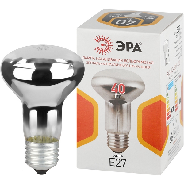 

Лампочка накаливания E27 40W ЭРА R63-40-E27-230, R63-40-E27-230