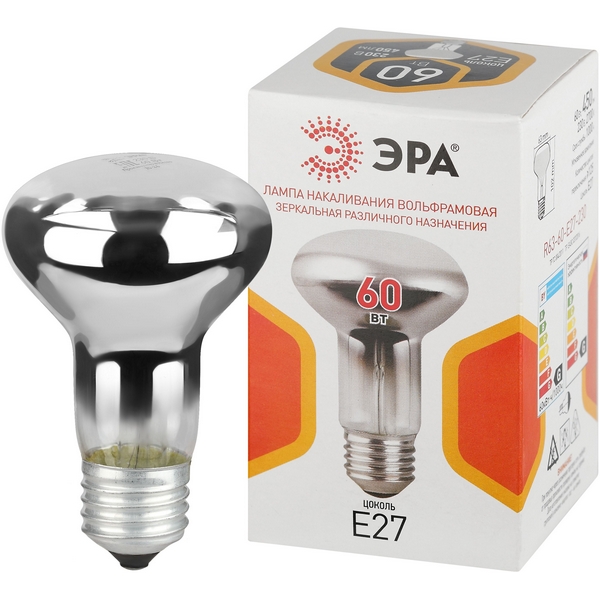 Изображение товара Лампочка накаливания E27 60 Вт ЭРА R63 рефлекторная матовая