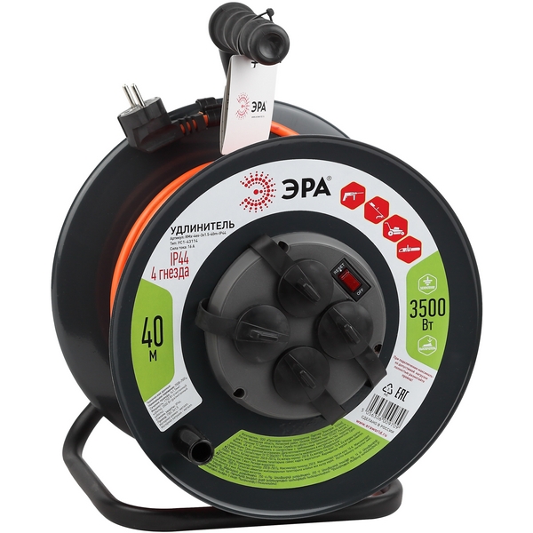 

Удлинитель 4-х местный с заземлением 40 метров на металлической катушке ЭРА RMx-4es-3x1.5-40m-IP44, RMx-4es-3x1.5-40m-IP44