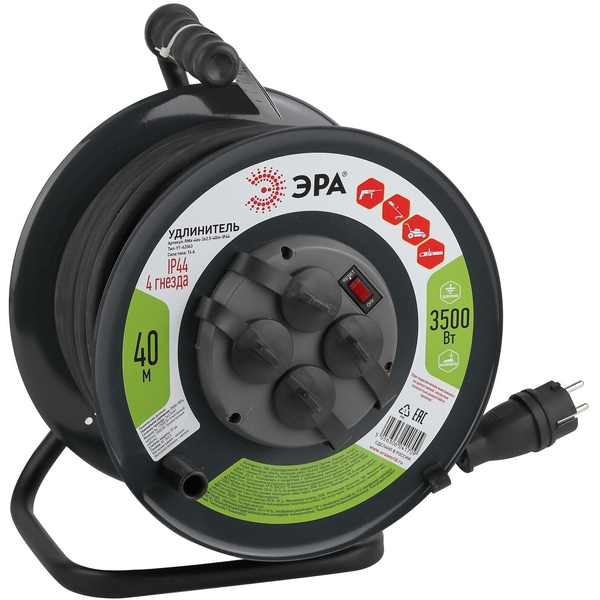 

Удлинитель 4-х местный с заземлением 40 метров на металлической катушке ЭРА RMx-4es-3x2.5-40m-IP44(KG), RMx-4es-3x2.5-40m-IP44(KG)