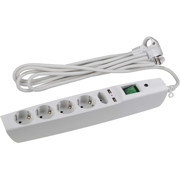 

Удлинитель 5-и местный с заземлением 2 метра с 2xUSB ЭРА SFU-5es-2m-W, Белый, SFU-5es-2m-W