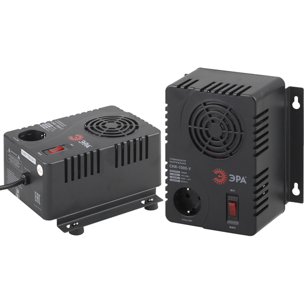 Изображение товара Компактный однофазный релейный стабилизатор напряжения ЭРА СНК-1000-У для дома