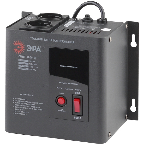 Изображение товара Настенный однофазный стабилизатор напряжения ЭРА СННТ-1000-Ц