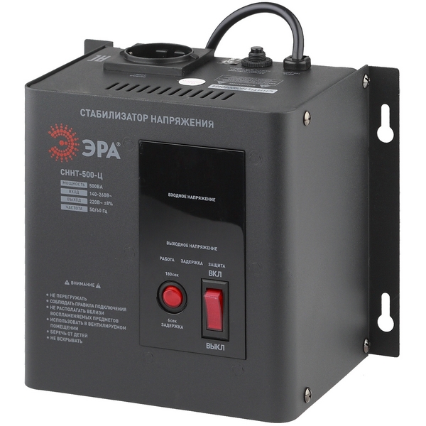 

Стабилизатор напряжения настенный однофазный релейный ЭРА СННТ-500-Ц, Черный, СННТ-500-Ц