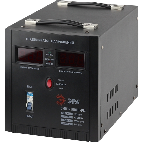 Изображение товара Однофазный релейный стабилизатор напряжения ЭРА СНПТ-10000-РЦ для дома и бизнеса