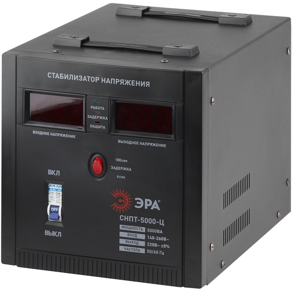 Изображение товара Стабилизатор напряжения однофазный релейный ЭРА СНПТ-5000-Ц