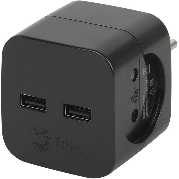 

Разветвитель на 2 гнезда без заземления с 2xUSB ЭРА SP-2-USB-B, Черный, SP-2-USB-B