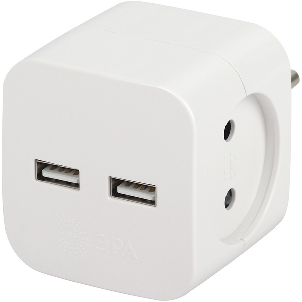 

Разветвитель на 2 гнезда без заземления с 2xUSB ЭРА SP-2-USB-W, Белый, SP-2-USB-W