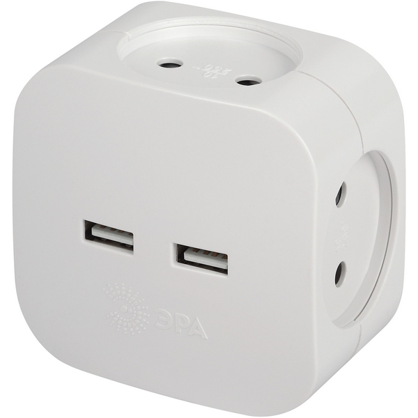 

Разветвитель на 4 гнезда без заземления с 2xUSB ЭРА SP-4-USB-W, Белый, SP-4-USB-W