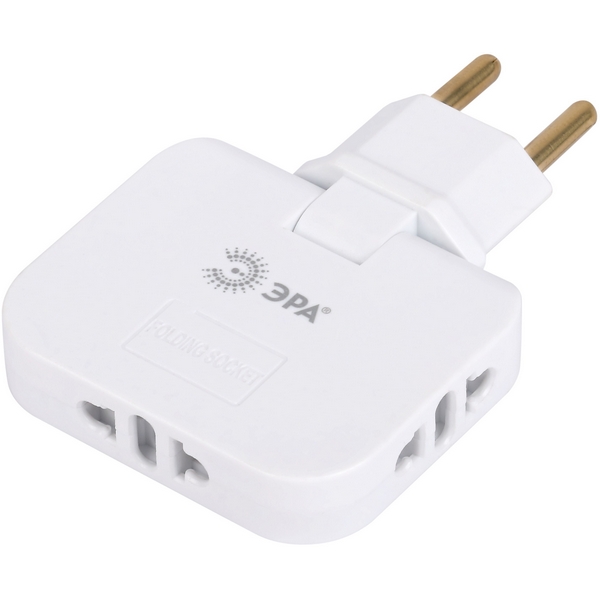 Изображение товара Разветвитель поворотный на 3 гнезда без заземления ЭРА SPF-3-FL