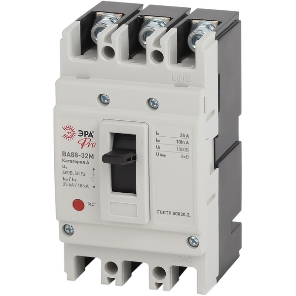Изображение товара Автоматический выключатель 3Р 25А 25кА ЭРА ВА88 SVA10-3-0025-E для защиты электросетей