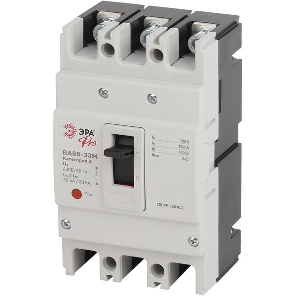Изображение товара Автоматический выключатель 3Р 100А 35кА ЭРА SVA20-3-0100-E для защиты электросетей